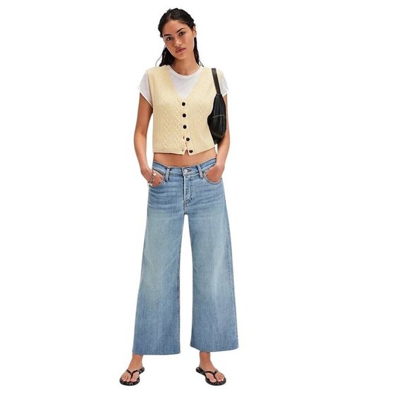 RE/DONE Denim - Re/Done Womens Size 23 Mid Rise Wide Leg Crop Jeans ~ NWT ~ MSRP $295
